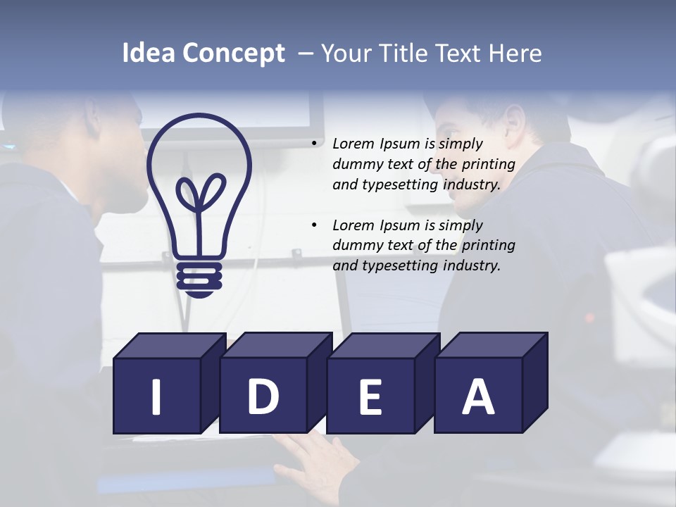 A Couple Of Men Sitting In Front Of A Laptop Computer PowerPoint Template