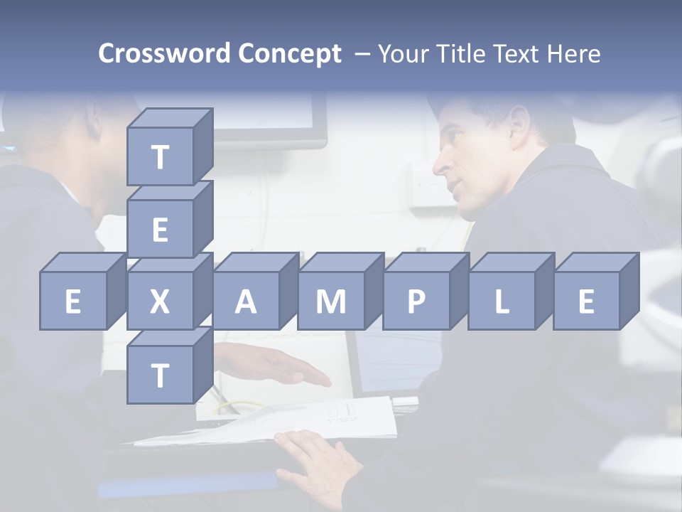 A Couple Of Men Sitting In Front Of A Laptop Computer PowerPoint Template