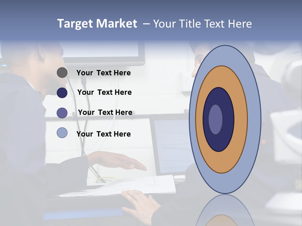 A Couple Of Men Sitting In Front Of A Laptop Computer PowerPoint Template