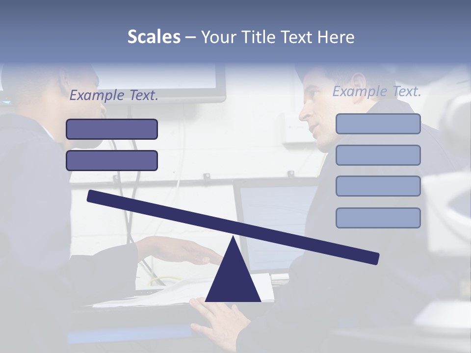 A Couple Of Men Sitting In Front Of A Laptop Computer PowerPoint Template