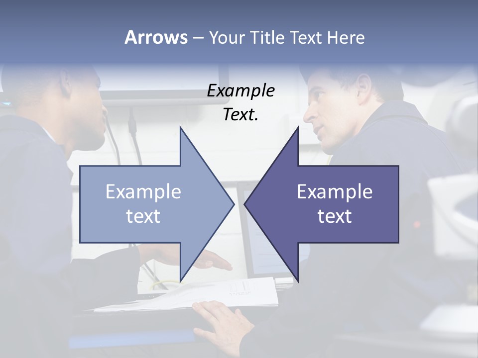 A Couple Of Men Sitting In Front Of A Laptop Computer PowerPoint Template