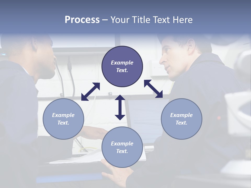 A Couple Of Men Sitting In Front Of A Laptop Computer PowerPoint Template