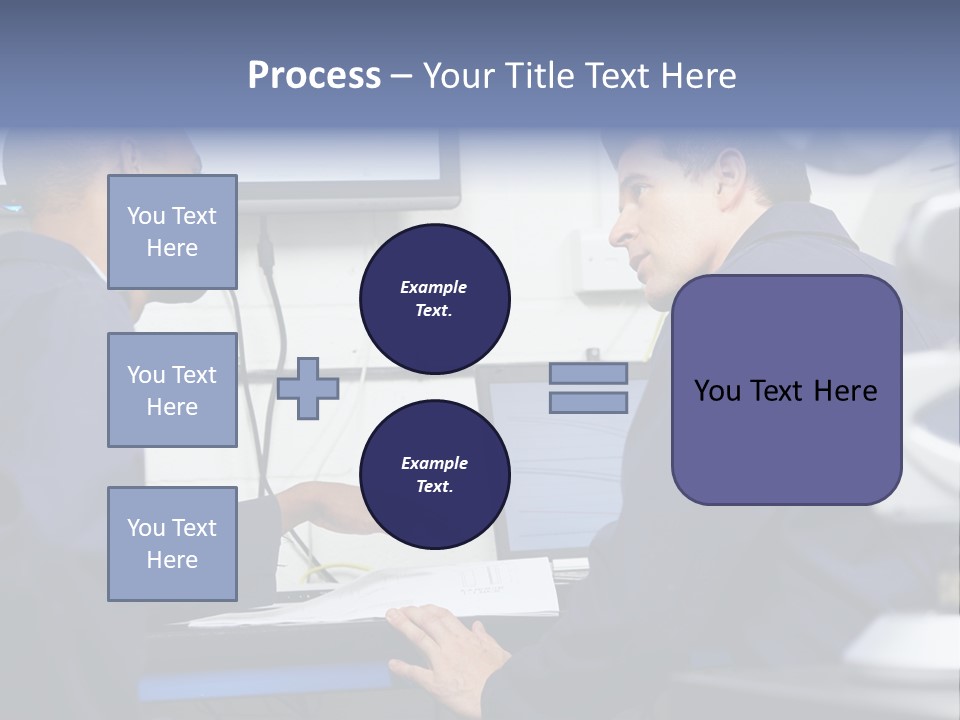 A Couple Of Men Sitting In Front Of A Laptop Computer PowerPoint Template