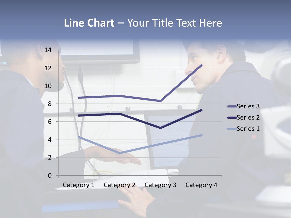 A Couple Of Men Sitting In Front Of A Laptop Computer PowerPoint Template