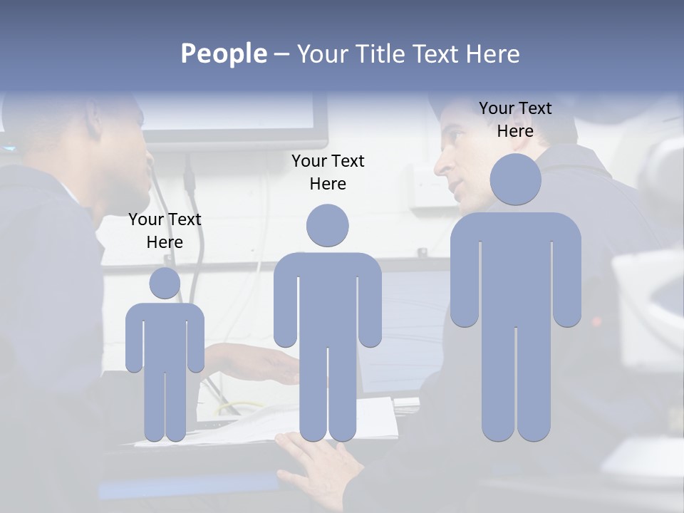 A Couple Of Men Sitting In Front Of A Laptop Computer PowerPoint Template