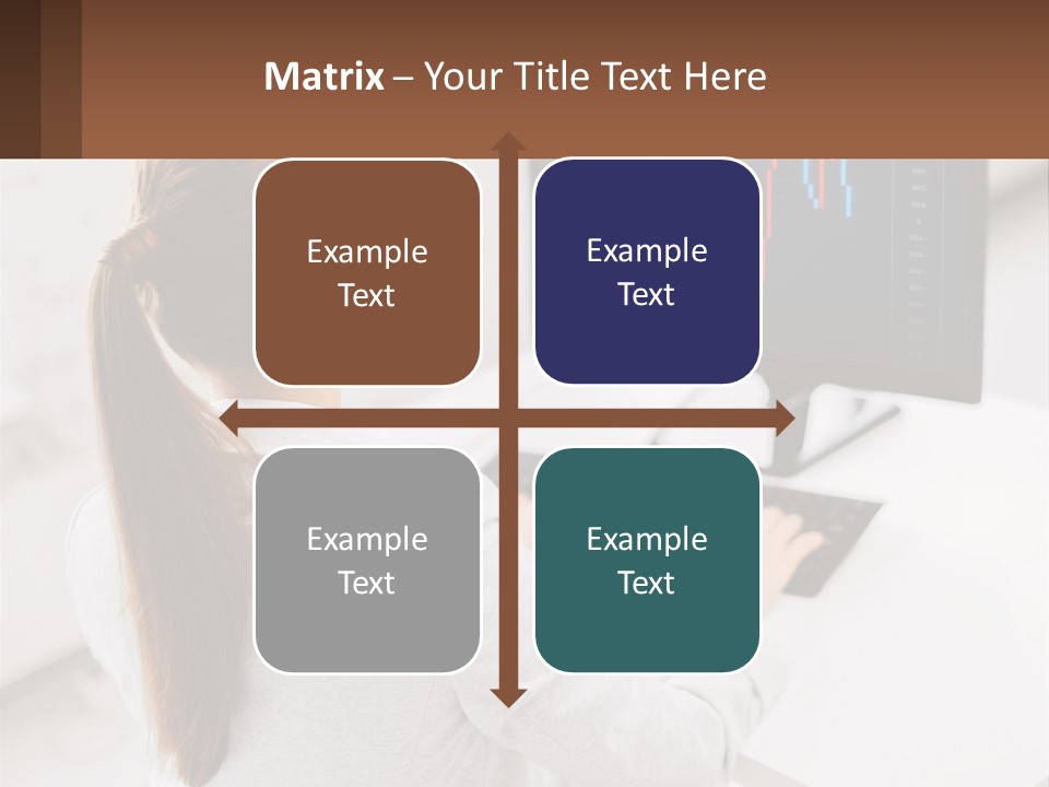 A Woman Sitting At A Desk With A Computer PowerPoint Template