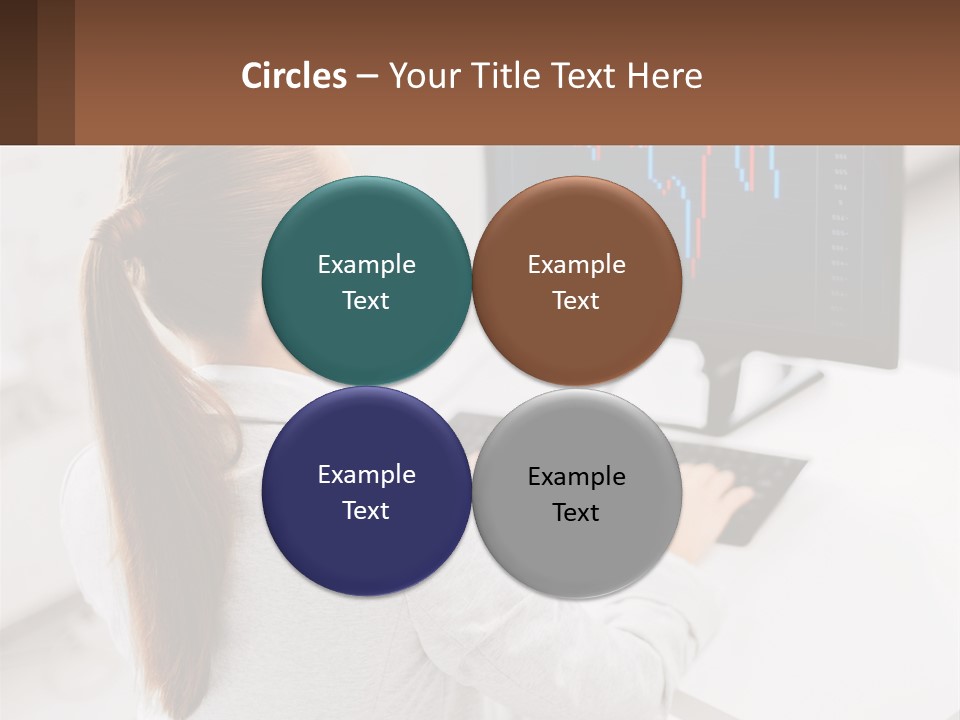 A Woman Sitting At A Desk With A Computer PowerPoint Template