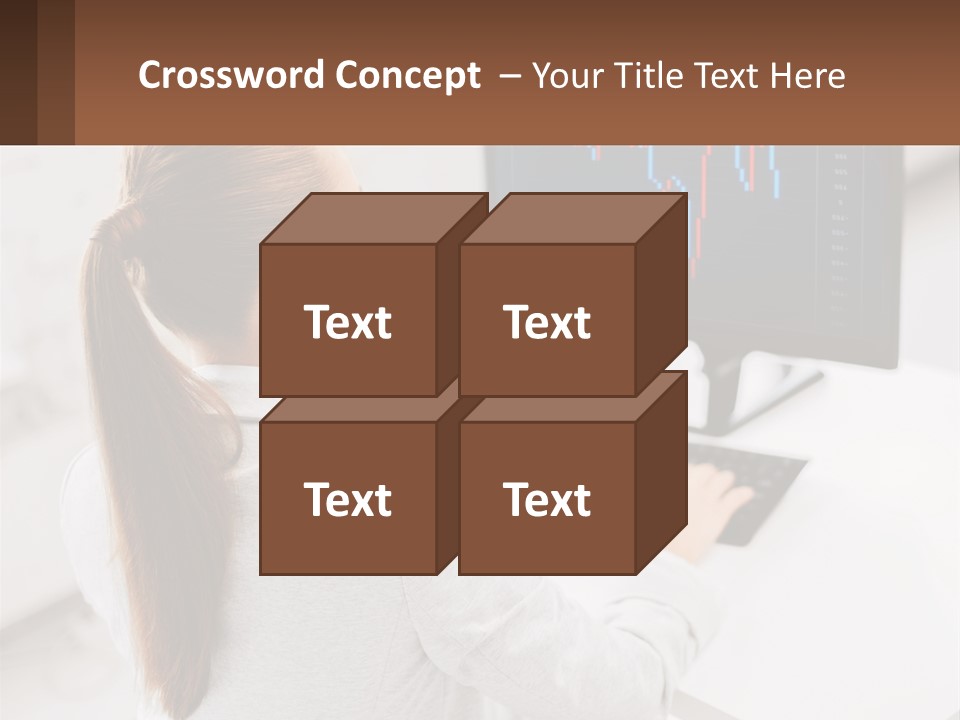 A Woman Sitting At A Desk With A Computer PowerPoint Template