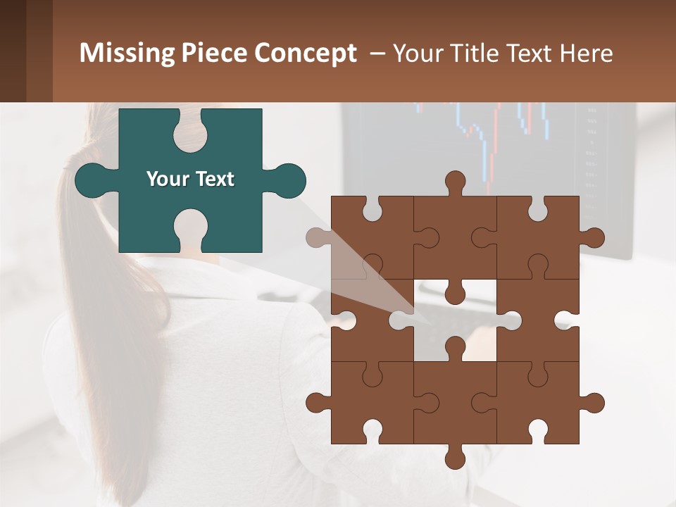 A Woman Sitting At A Desk With A Computer PowerPoint Template