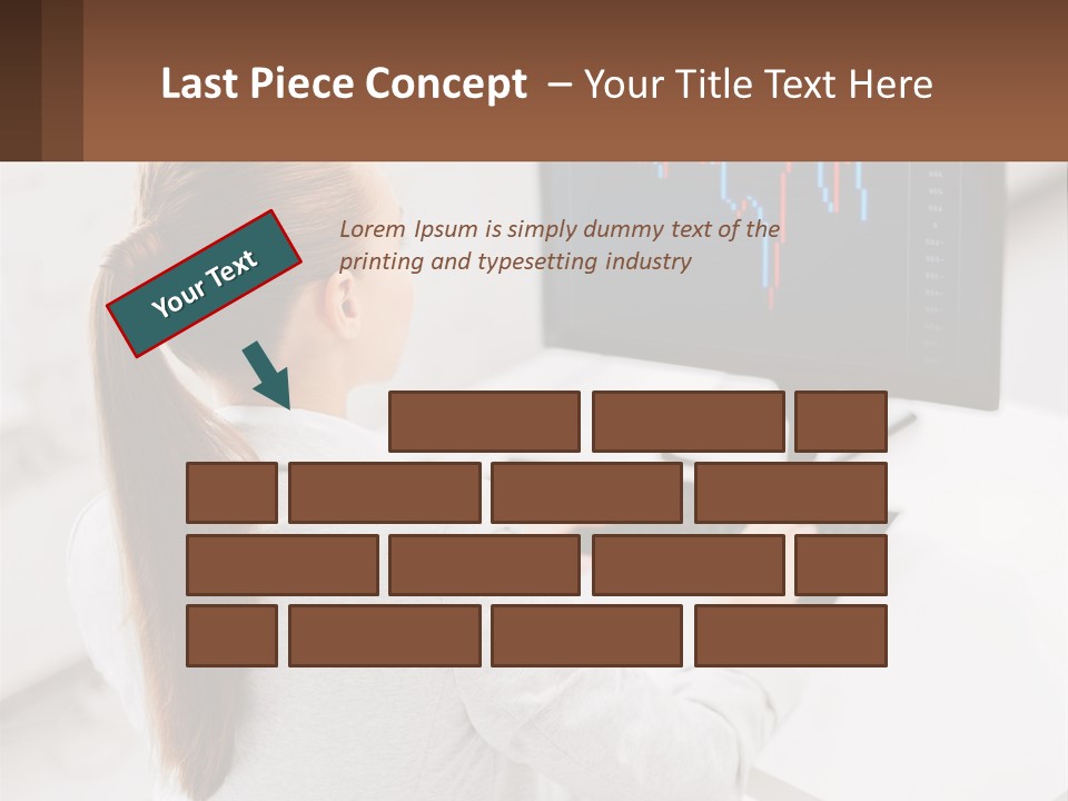 A Woman Sitting At A Desk With A Computer PowerPoint Template