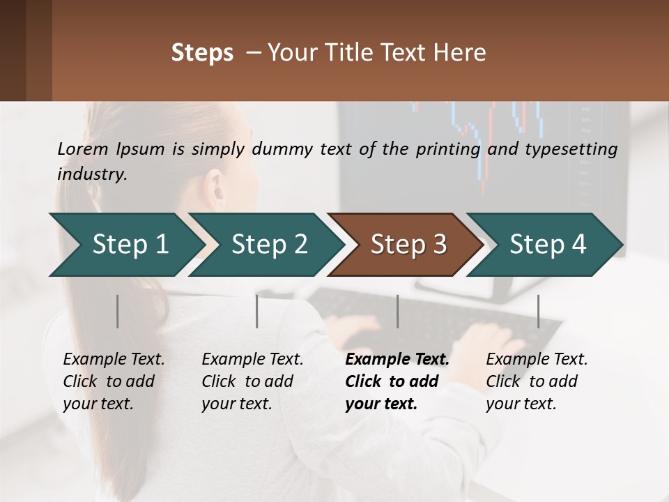 A Woman Sitting At A Desk With A Computer PowerPoint Template