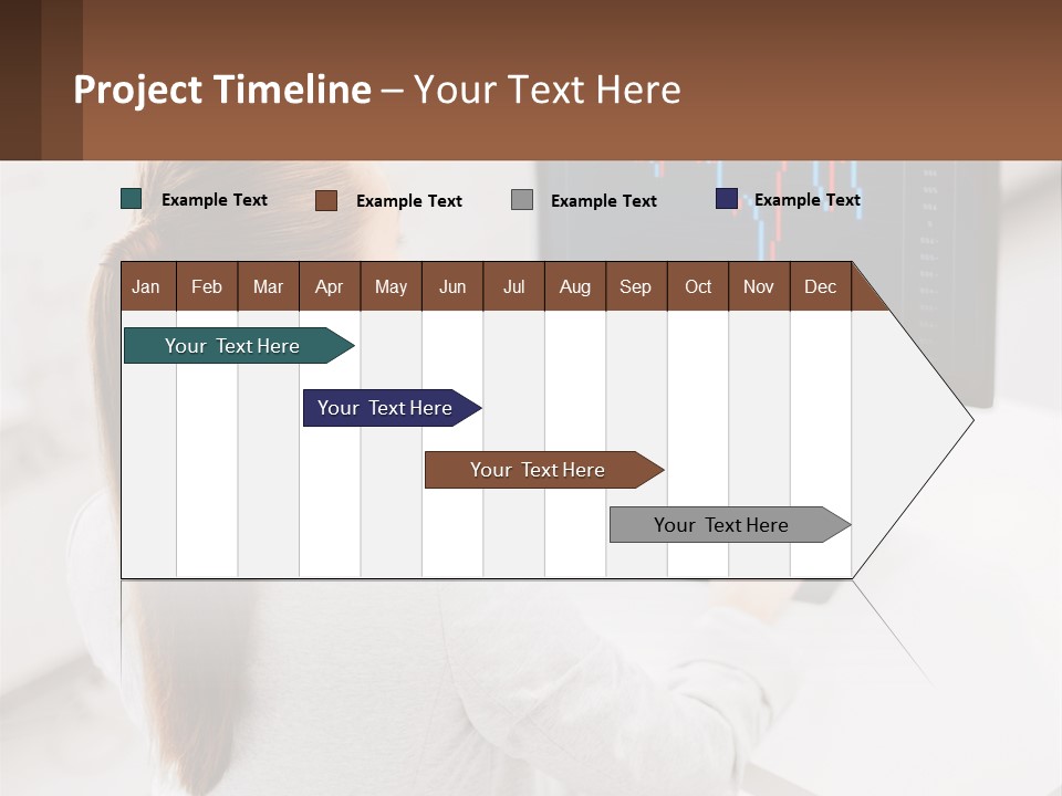 A Woman Sitting At A Desk With A Computer PowerPoint Template