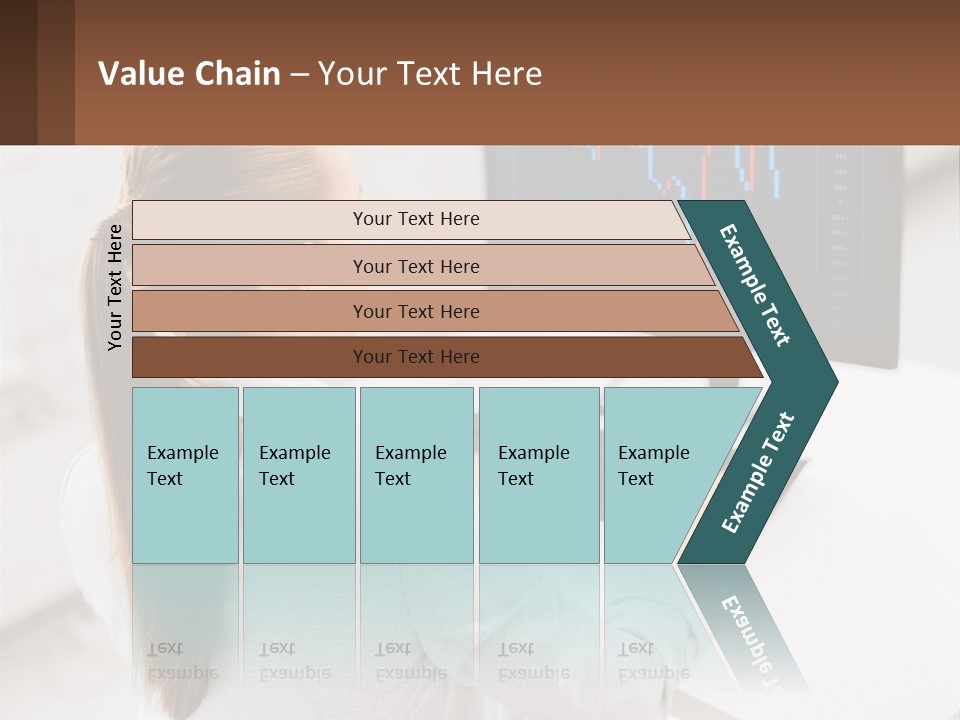 A Woman Sitting At A Desk With A Computer PowerPoint Template