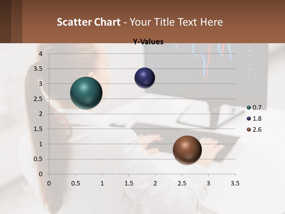 A Woman Sitting At A Desk With A Computer PowerPoint Template