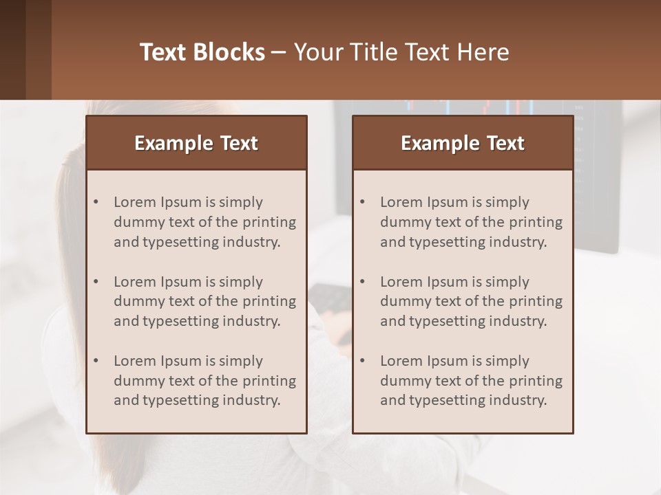 A Woman Sitting At A Desk With A Computer PowerPoint Template