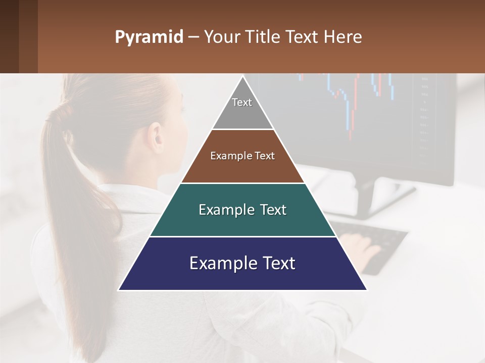 A Woman Sitting At A Desk With A Computer PowerPoint Template