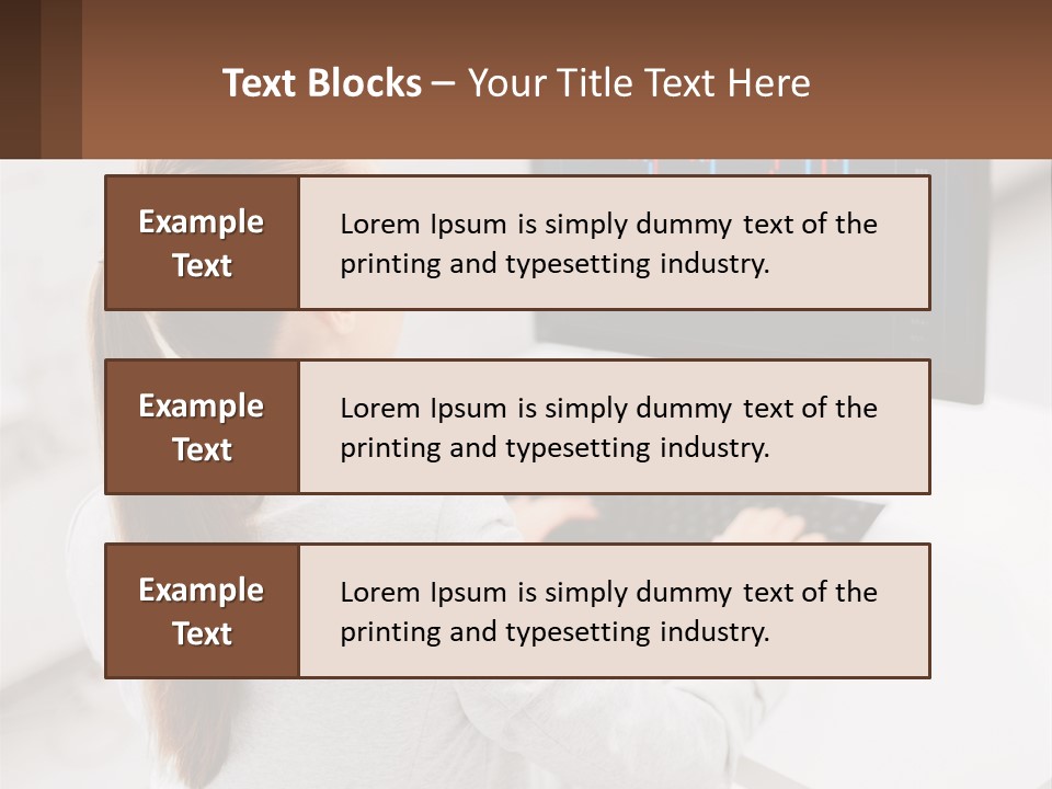 A Woman Sitting At A Desk With A Computer PowerPoint Template