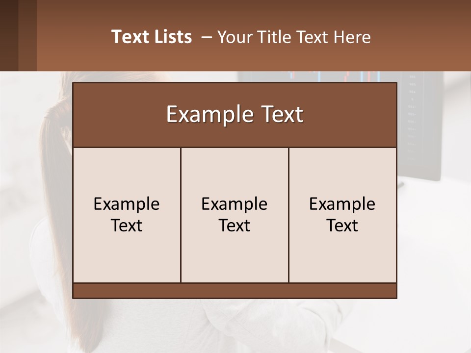 A Woman Sitting At A Desk With A Computer PowerPoint Template