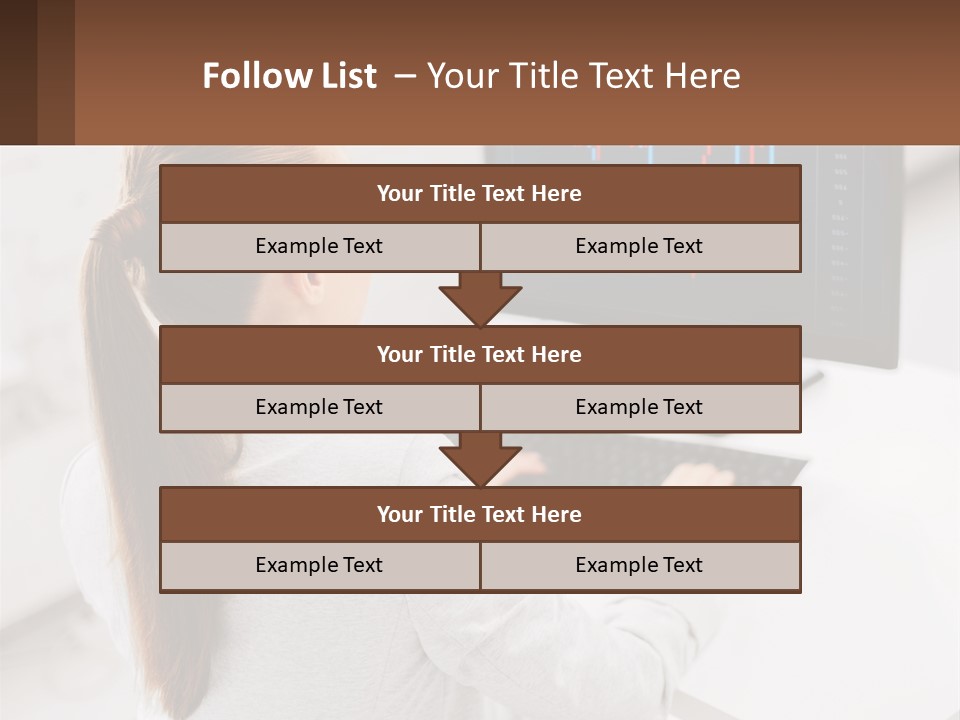 A Woman Sitting At A Desk With A Computer PowerPoint Template