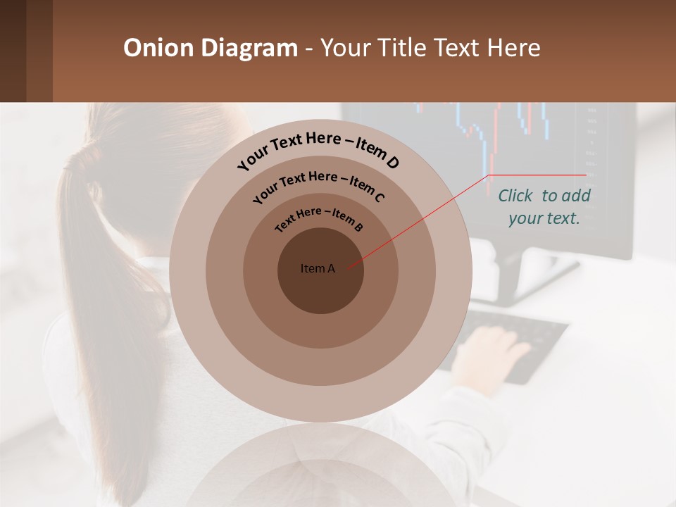 A Woman Sitting At A Desk With A Computer PowerPoint Template
