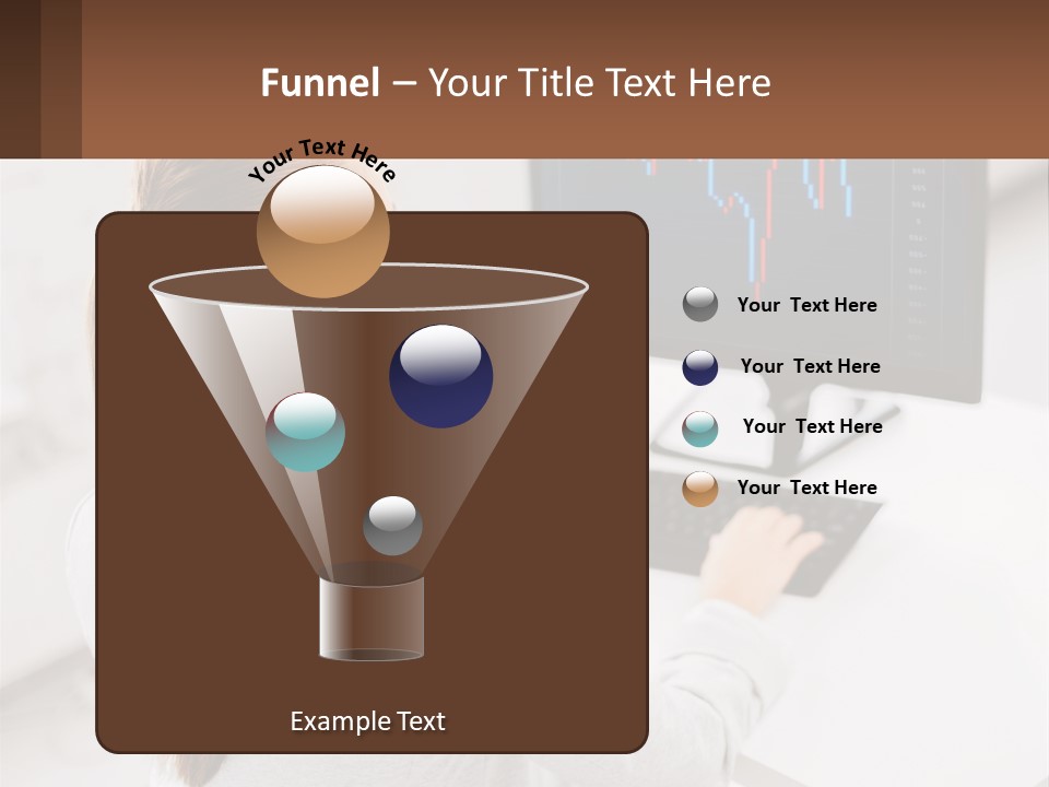 A Woman Sitting At A Desk With A Computer PowerPoint Template