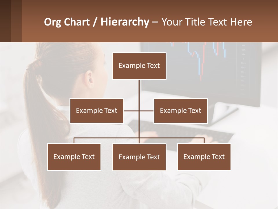 A Woman Sitting At A Desk With A Computer PowerPoint Template