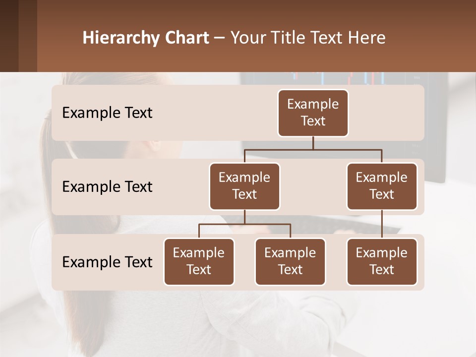 A Woman Sitting At A Desk With A Computer PowerPoint Template