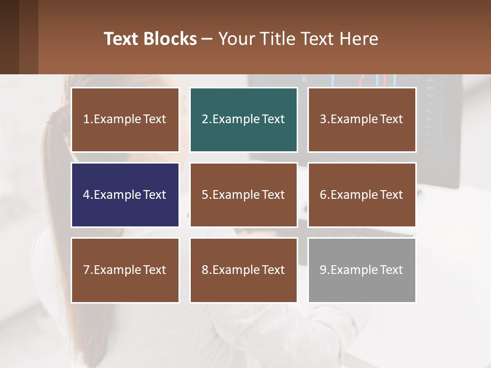 A Woman Sitting At A Desk With A Computer PowerPoint Template