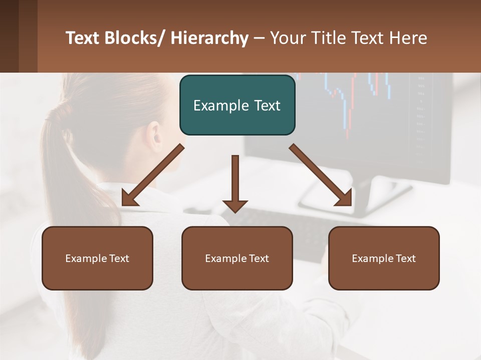 A Woman Sitting At A Desk With A Computer PowerPoint Template