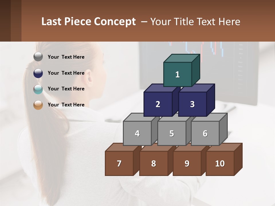 A Woman Sitting At A Desk With A Computer PowerPoint Template