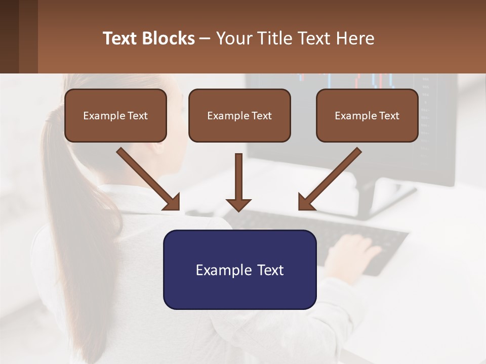 A Woman Sitting At A Desk With A Computer PowerPoint Template