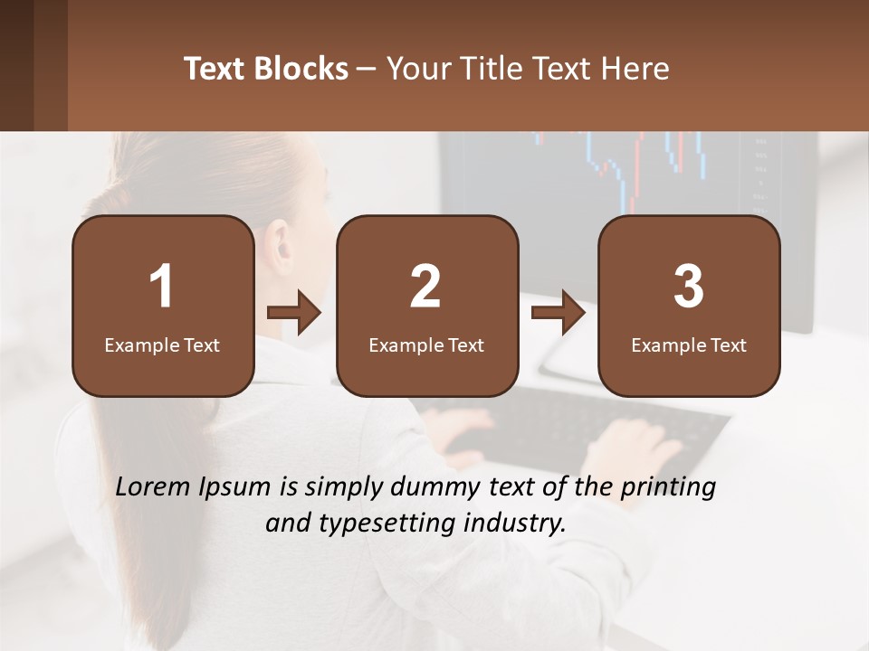 A Woman Sitting At A Desk With A Computer PowerPoint Template