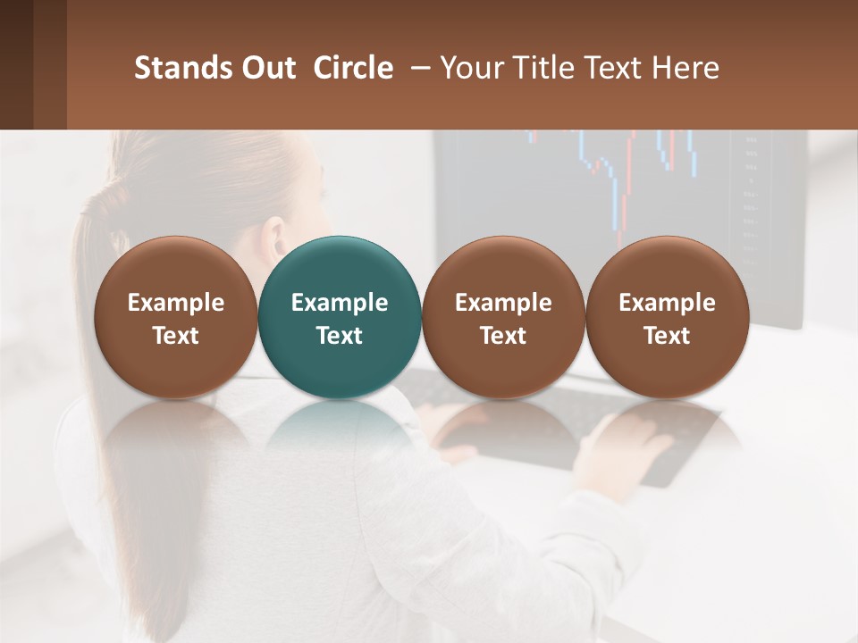 A Woman Sitting At A Desk With A Computer PowerPoint Template