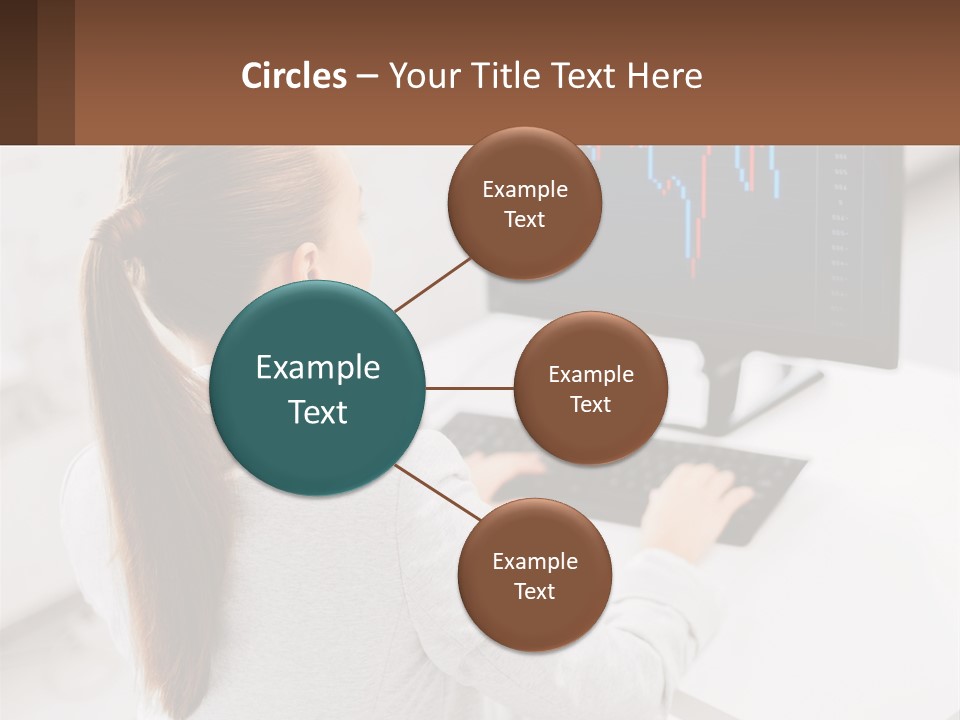 A Woman Sitting At A Desk With A Computer PowerPoint Template