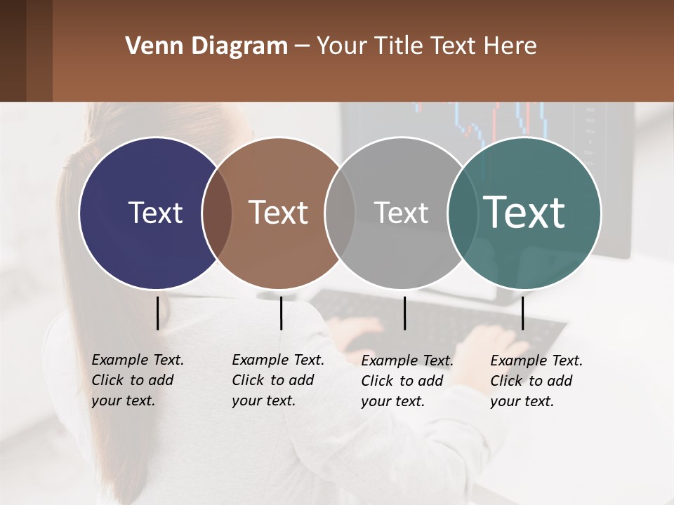A Woman Sitting At A Desk With A Computer PowerPoint Template