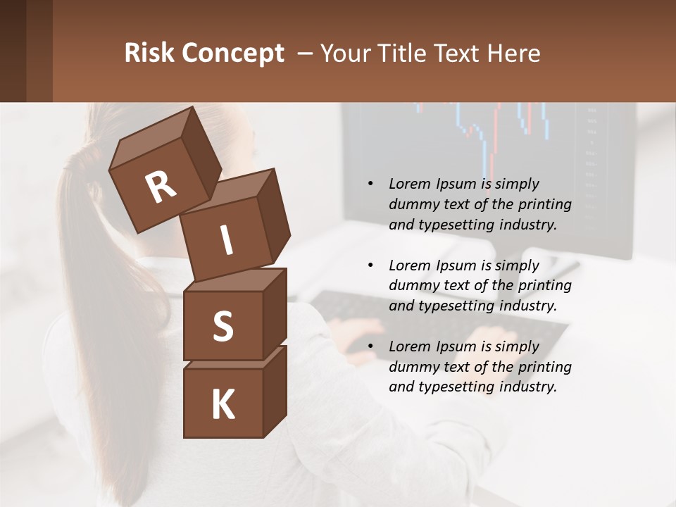 A Woman Sitting At A Desk With A Computer PowerPoint Template