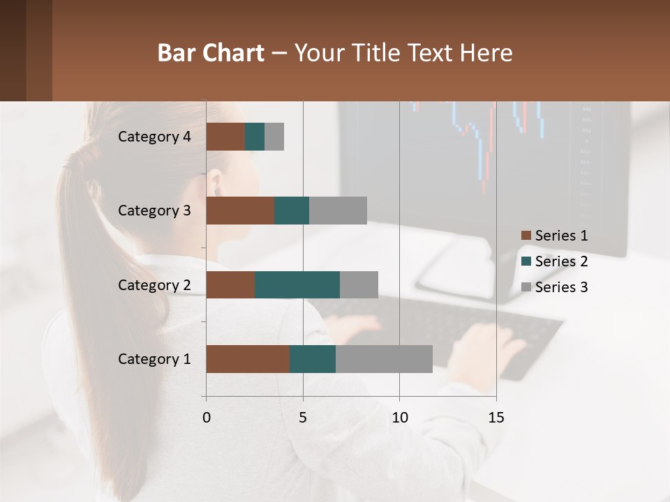 A Woman Sitting At A Desk With A Computer PowerPoint Template
