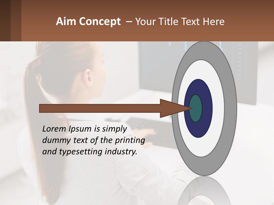 A Woman Sitting At A Desk With A Computer PowerPoint Template