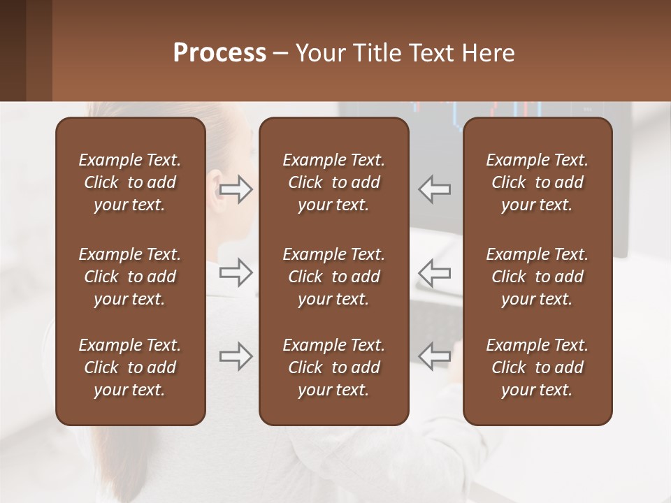 A Woman Sitting At A Desk With A Computer PowerPoint Template