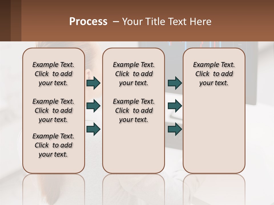 A Woman Sitting At A Desk With A Computer PowerPoint Template