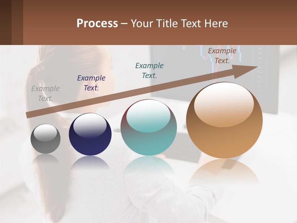 A Woman Sitting At A Desk With A Computer PowerPoint Template