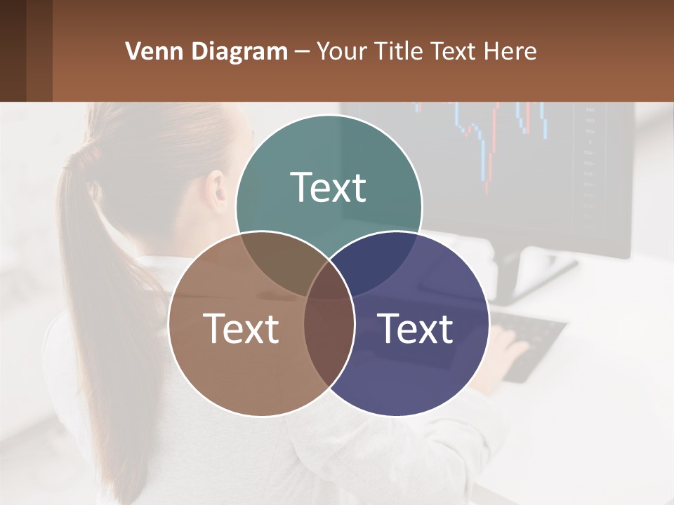 A Woman Sitting At A Desk With A Computer PowerPoint Template