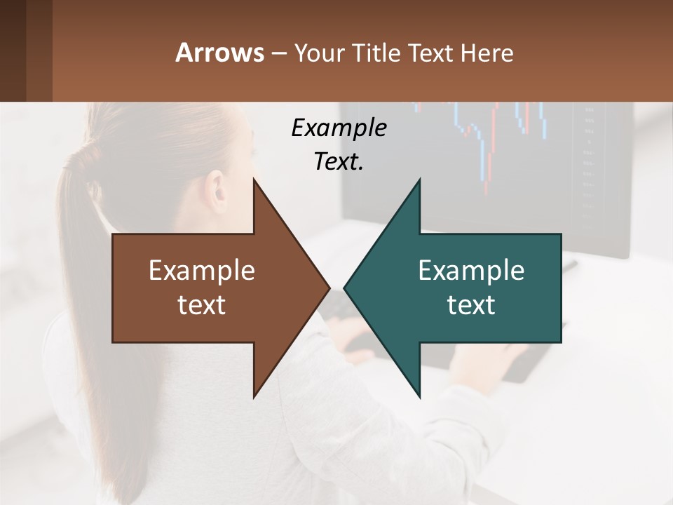 A Woman Sitting At A Desk With A Computer PowerPoint Template