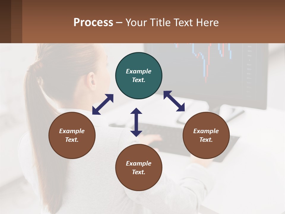 A Woman Sitting At A Desk With A Computer PowerPoint Template