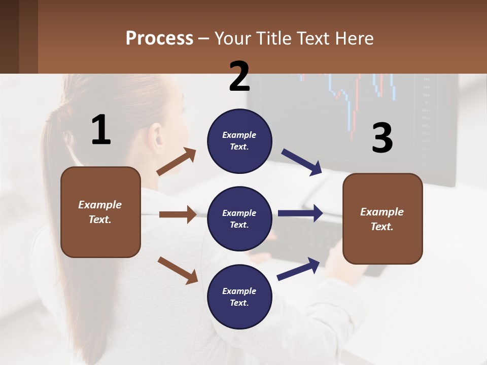 A Woman Sitting At A Desk With A Computer PowerPoint Template