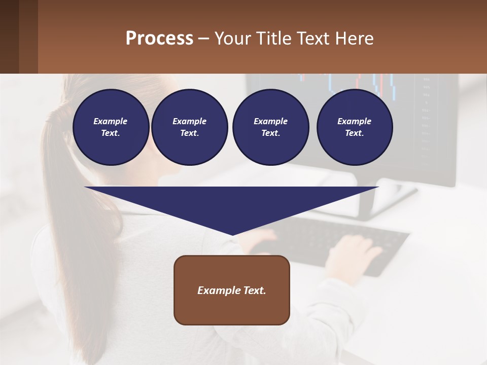 A Woman Sitting At A Desk With A Computer PowerPoint Template