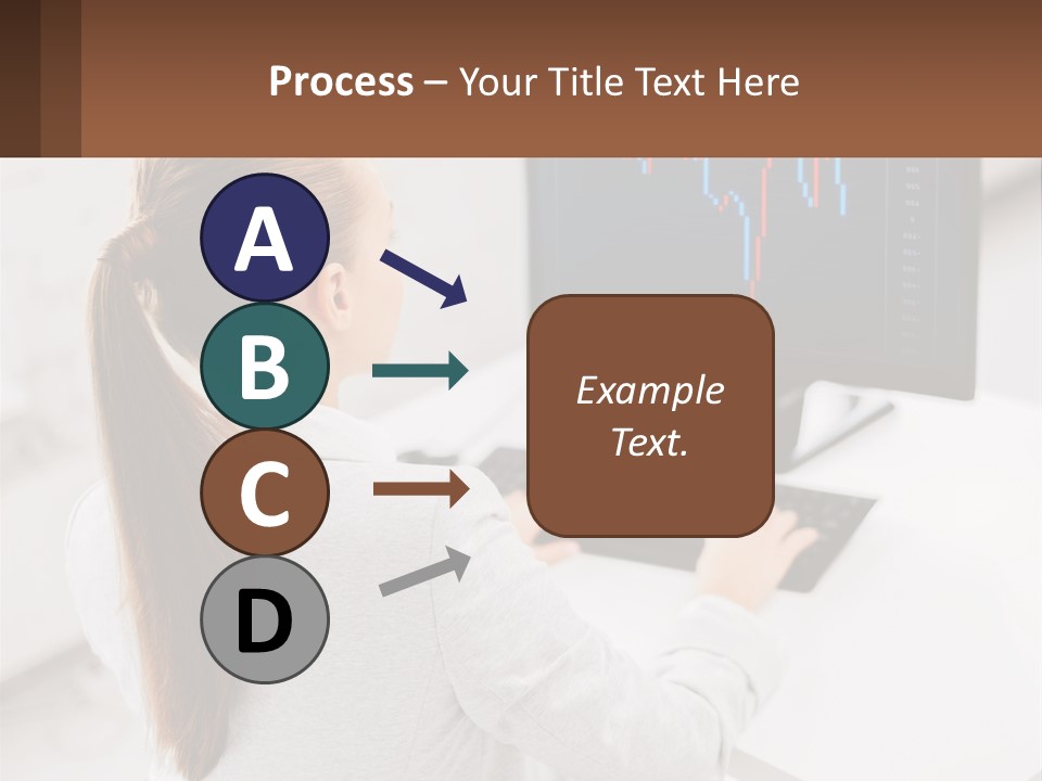 A Woman Sitting At A Desk With A Computer PowerPoint Template