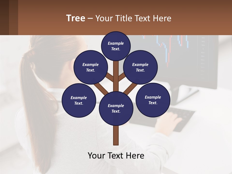 A Woman Sitting At A Desk With A Computer PowerPoint Template