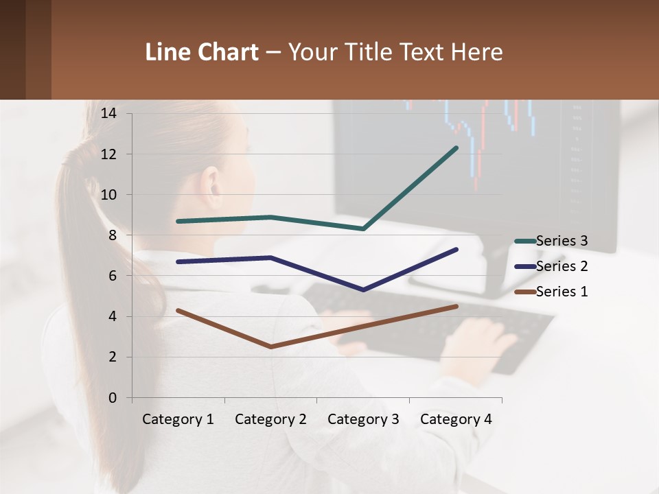 A Woman Sitting At A Desk With A Computer PowerPoint Template
