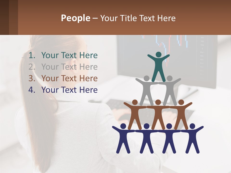 A Woman Sitting At A Desk With A Computer PowerPoint Template